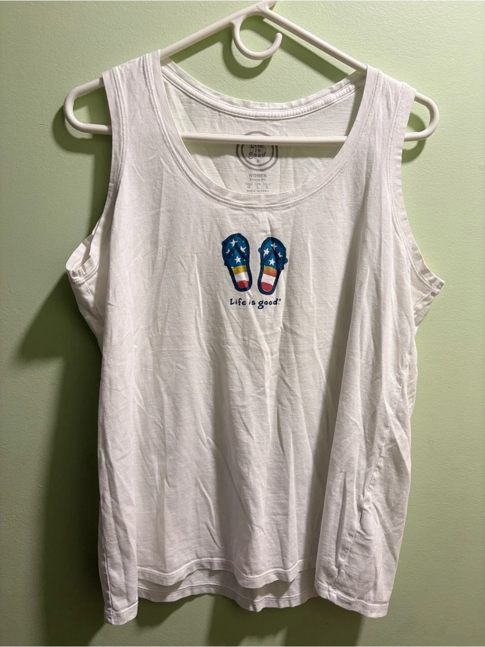 Life Is Good White Women's Classic Fit Tank with Logo - Picture 1 of 4